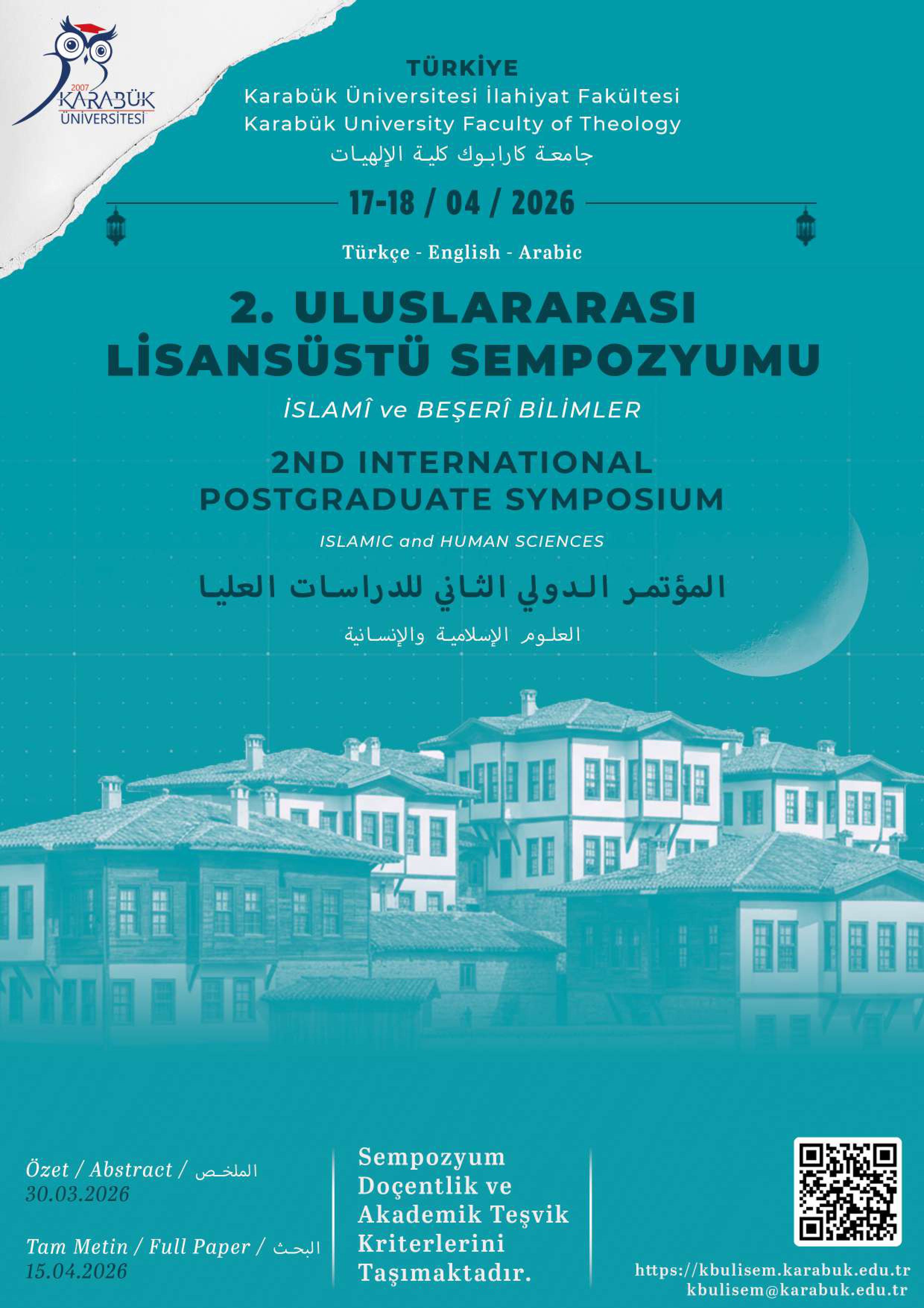 2. Uluslararası Lisansüstü Sempozyumu: Dini ve Sosyal Bilimler 17 - 18 Nisan 2026