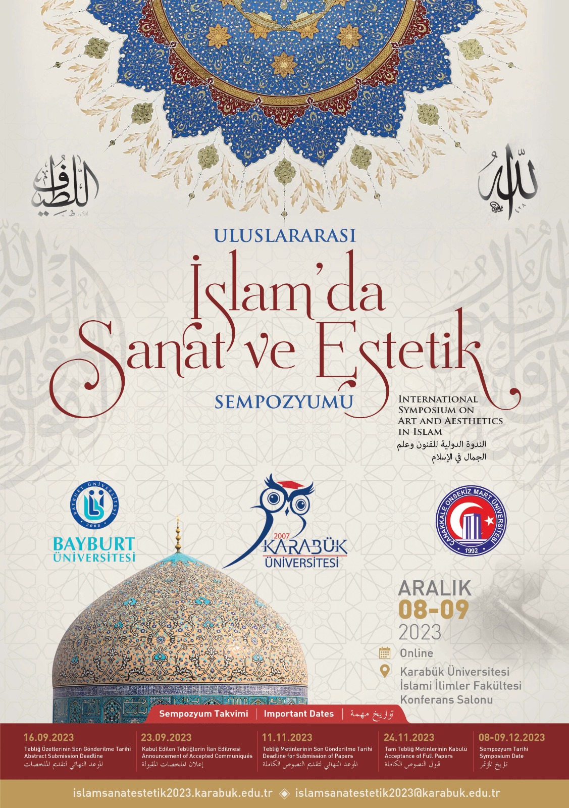 Uluslararası İslamda Sanat ve Estetik Sempozyumu 8-9 Aralık 2023